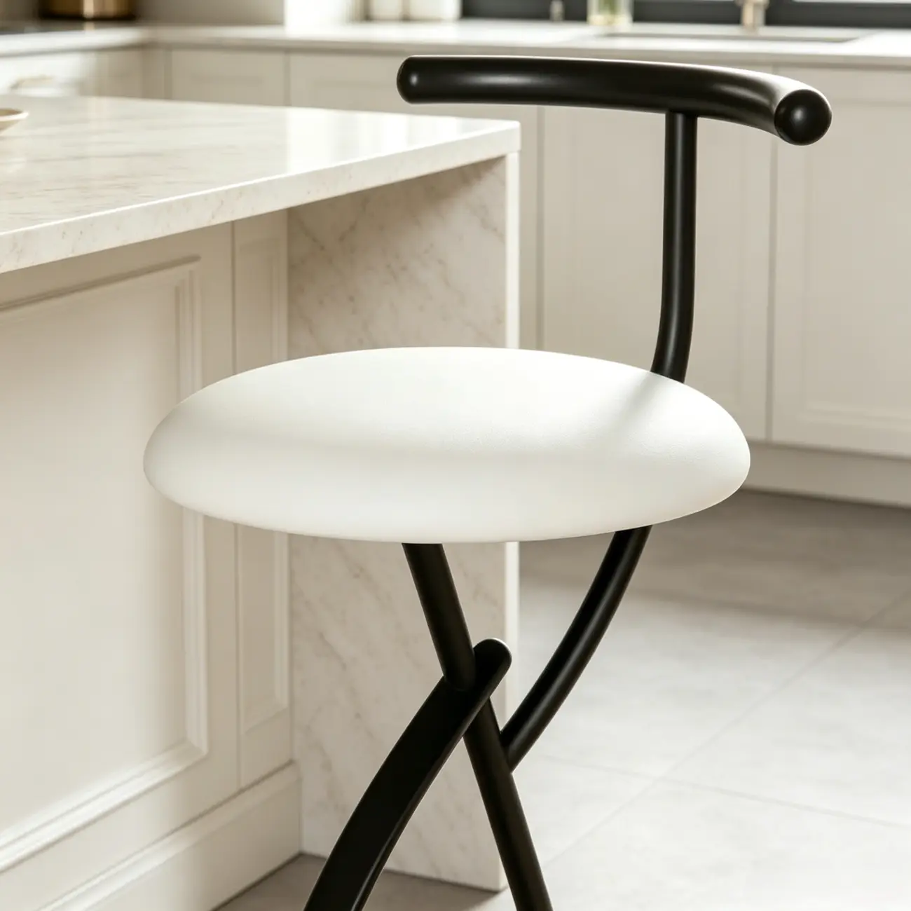 Glam Modern Metal Frame Armless Round Counter Stools Image - 9 | homeyfad