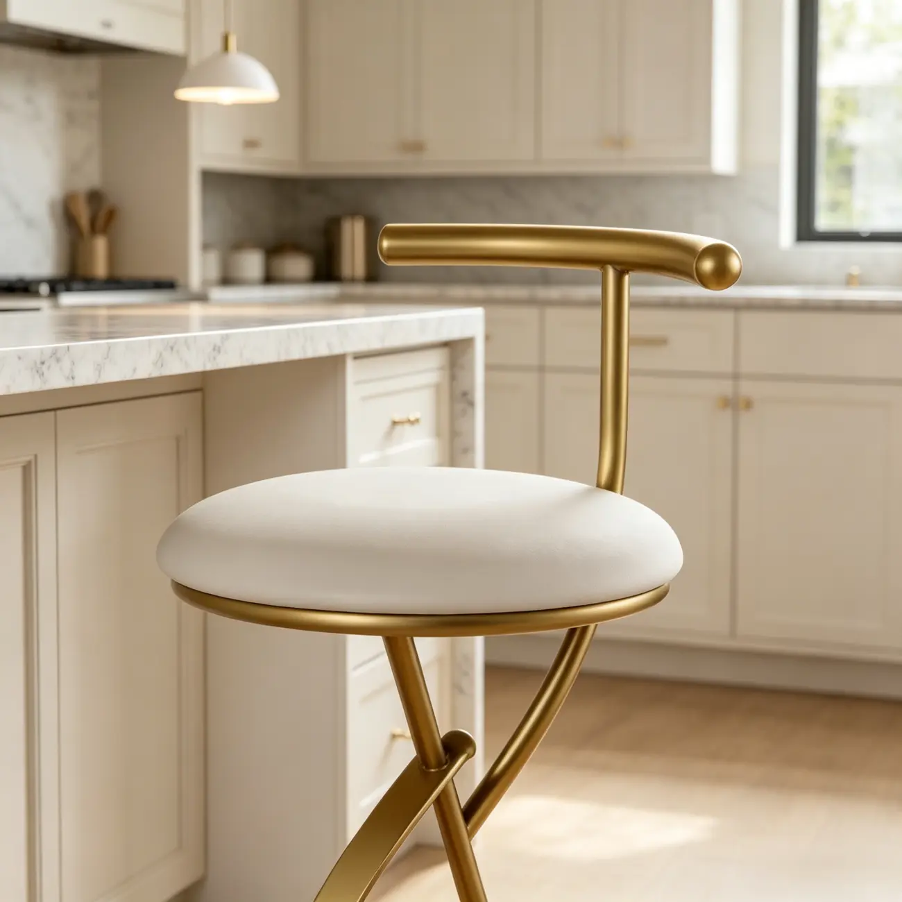 Glam Modern Metal Frame Armless Round Counter Stools Image - 7 | homeyfad