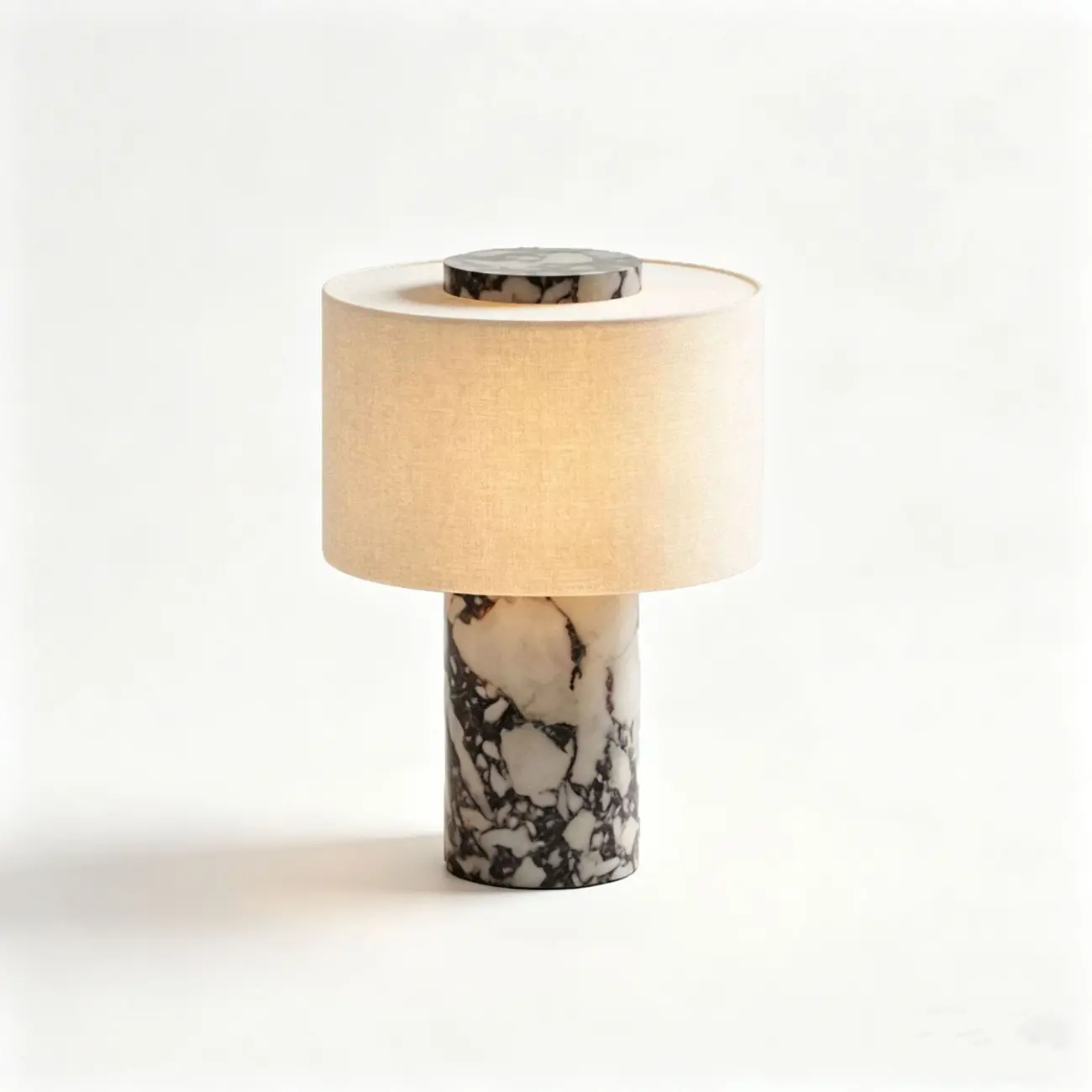 Modern Marble Cylinder Touch Control Bedside Table Lamp Image - 7 | homeyfad