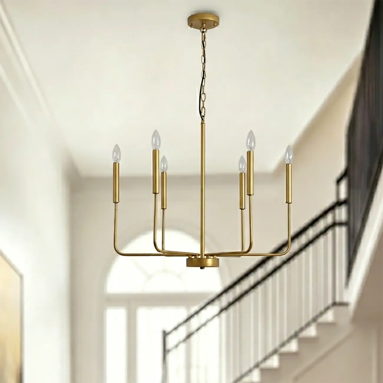 Minimalist Iron Candle-style Chandelier Adjustable Chain Height Image - 1 | homeyfad