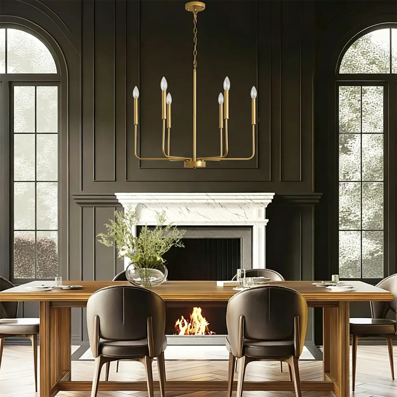 Minimalist Iron Candle-style Chandelier Adjustable Chain Height Image - 3 | homeyfad