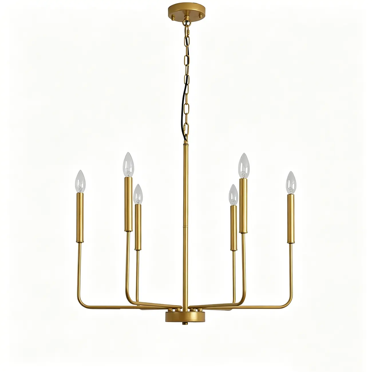 Minimalist Iron Candle-style Chandelier Adjustable Chain Height Image - 6 | homeyfad