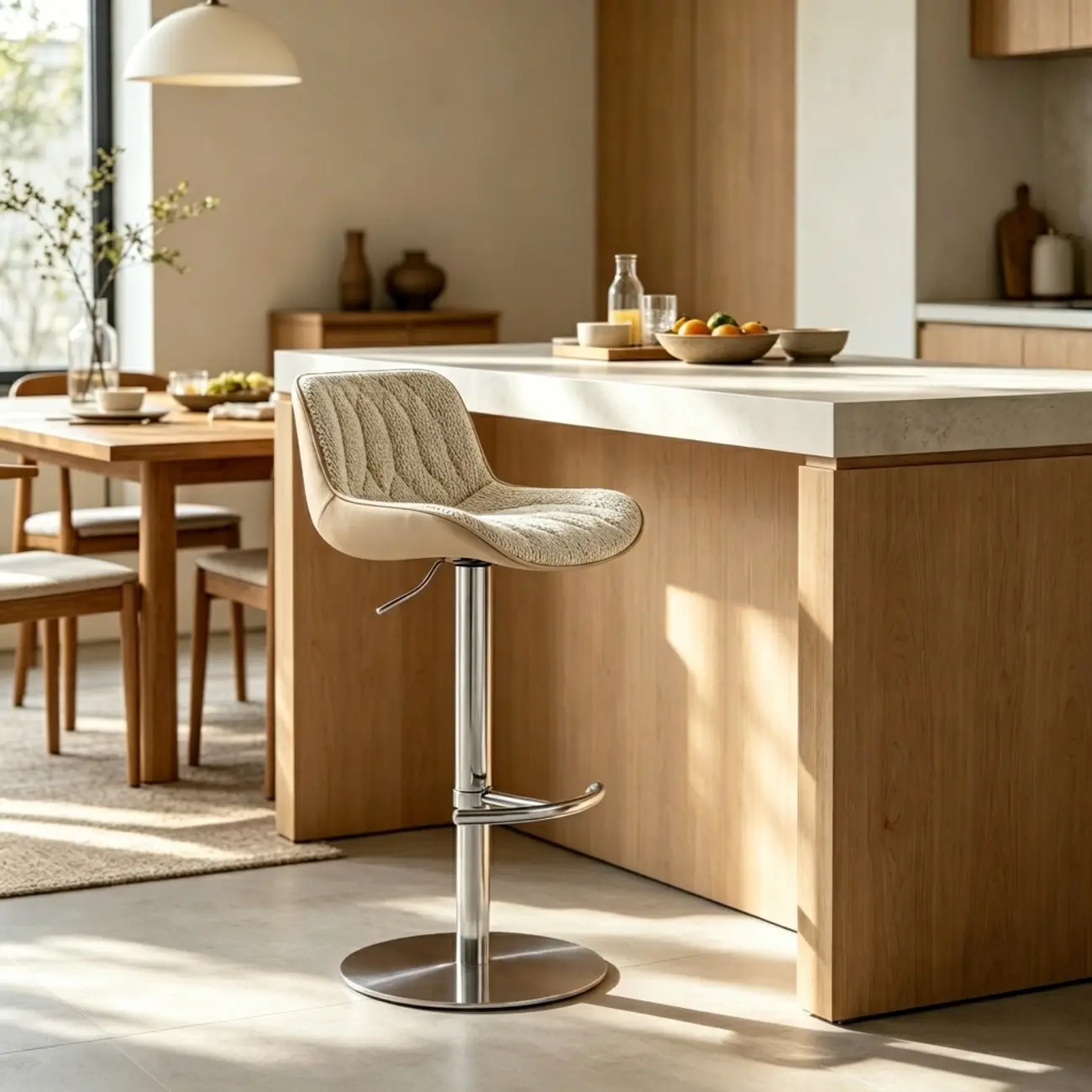 Modern Upholstered Adjustable Swivel Counter Height Bar Stools with Backrest Image - 4 | homeyfad