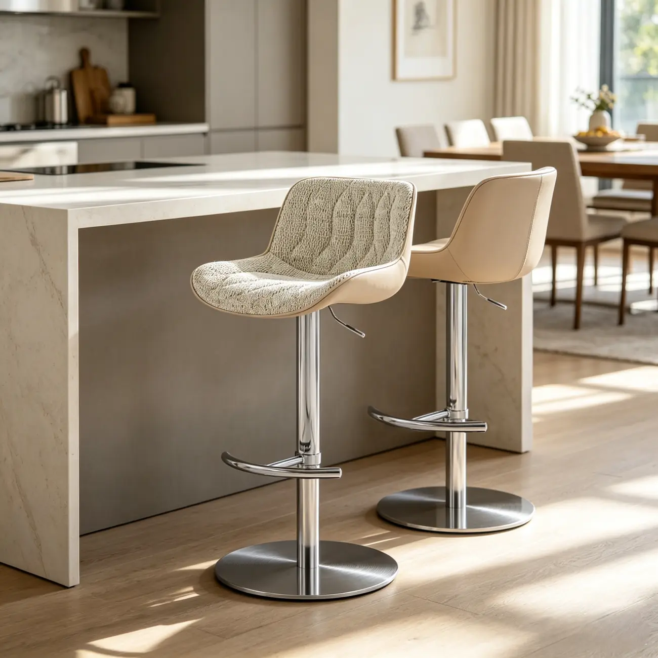 Modern Upholstered Adjustable Swivel Counter Height Bar Stools with Backrest Image - 1 | homeyfad