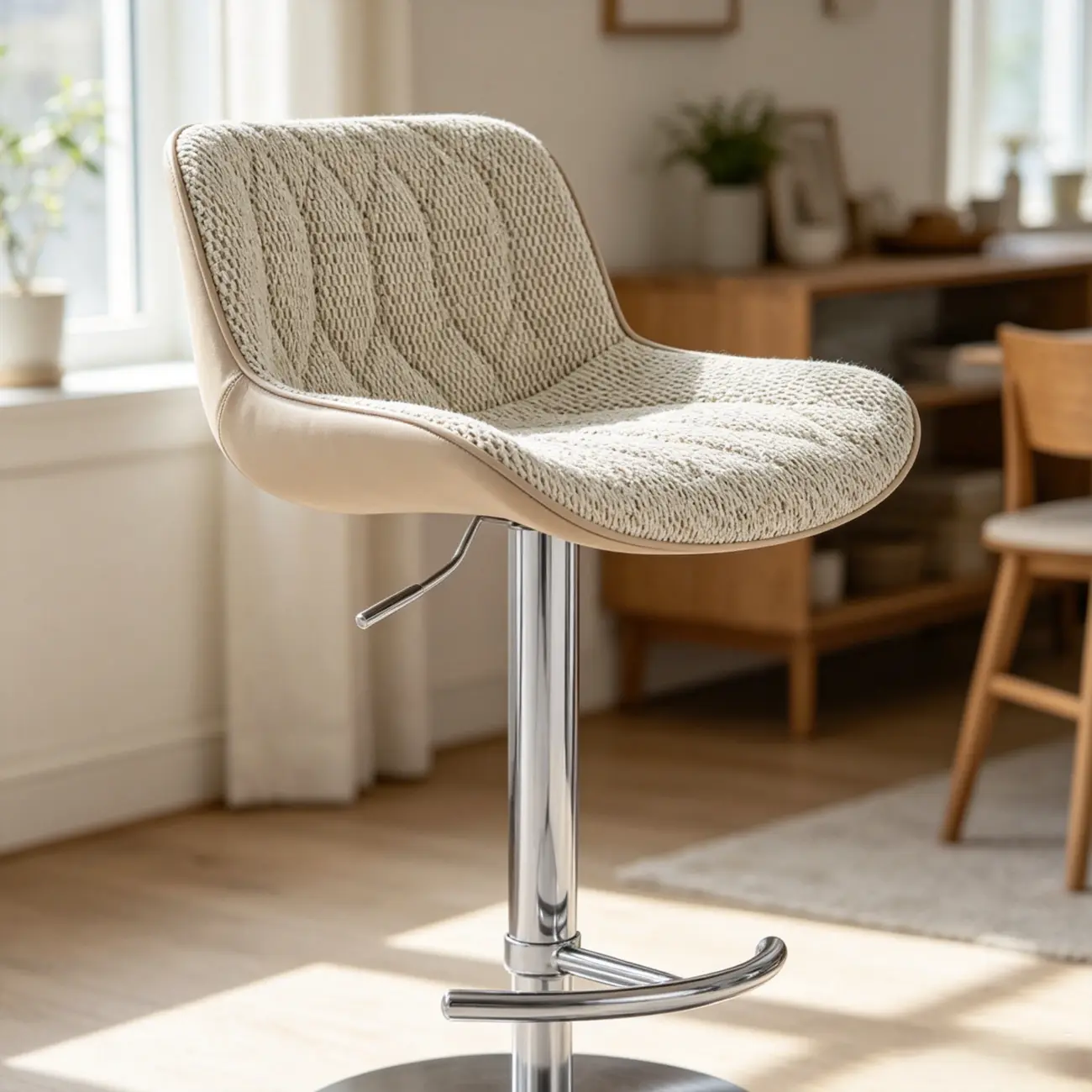 Modern Upholstered Adjustable Swivel Counter Height Bar Stools with Backrest Image - 8 | homeyfad