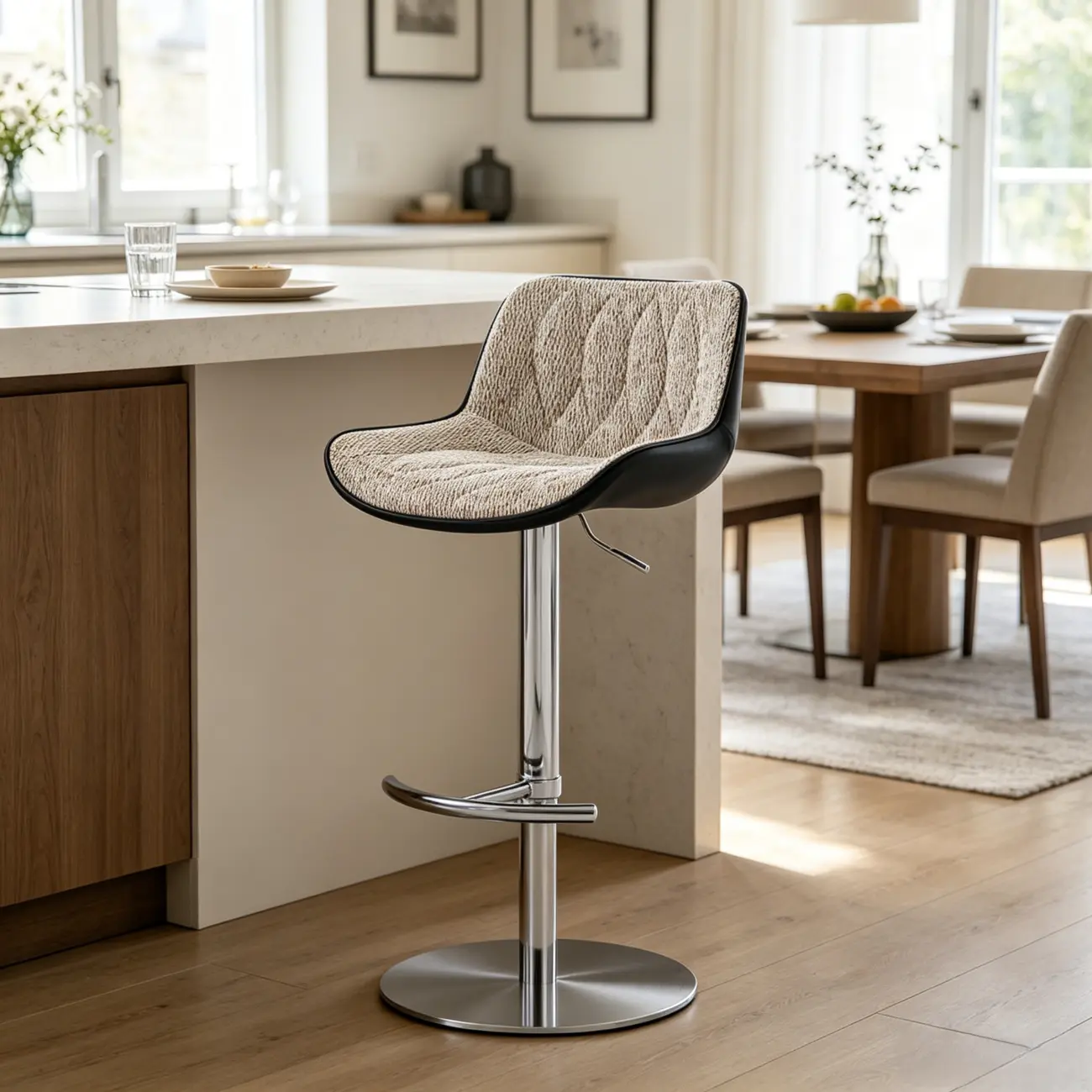 Modern Upholstered Adjustable Swivel Counter Height Bar Stools with Backrest Image - 2 | homeyfad