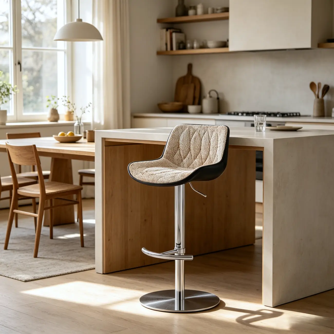 Modern Upholstered Adjustable Swivel Counter Height Bar Stools with Backrest Image - 3 | homeyfad