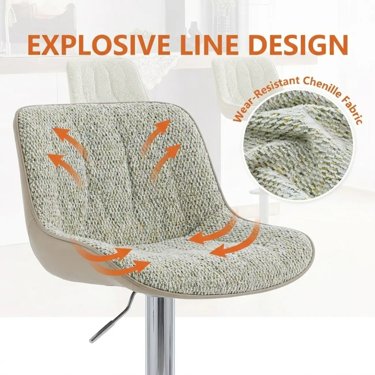 Modern Upholstered Adjustable Swivel Counter Height Bar Stools with Backrest Image - 6 | homeyfad