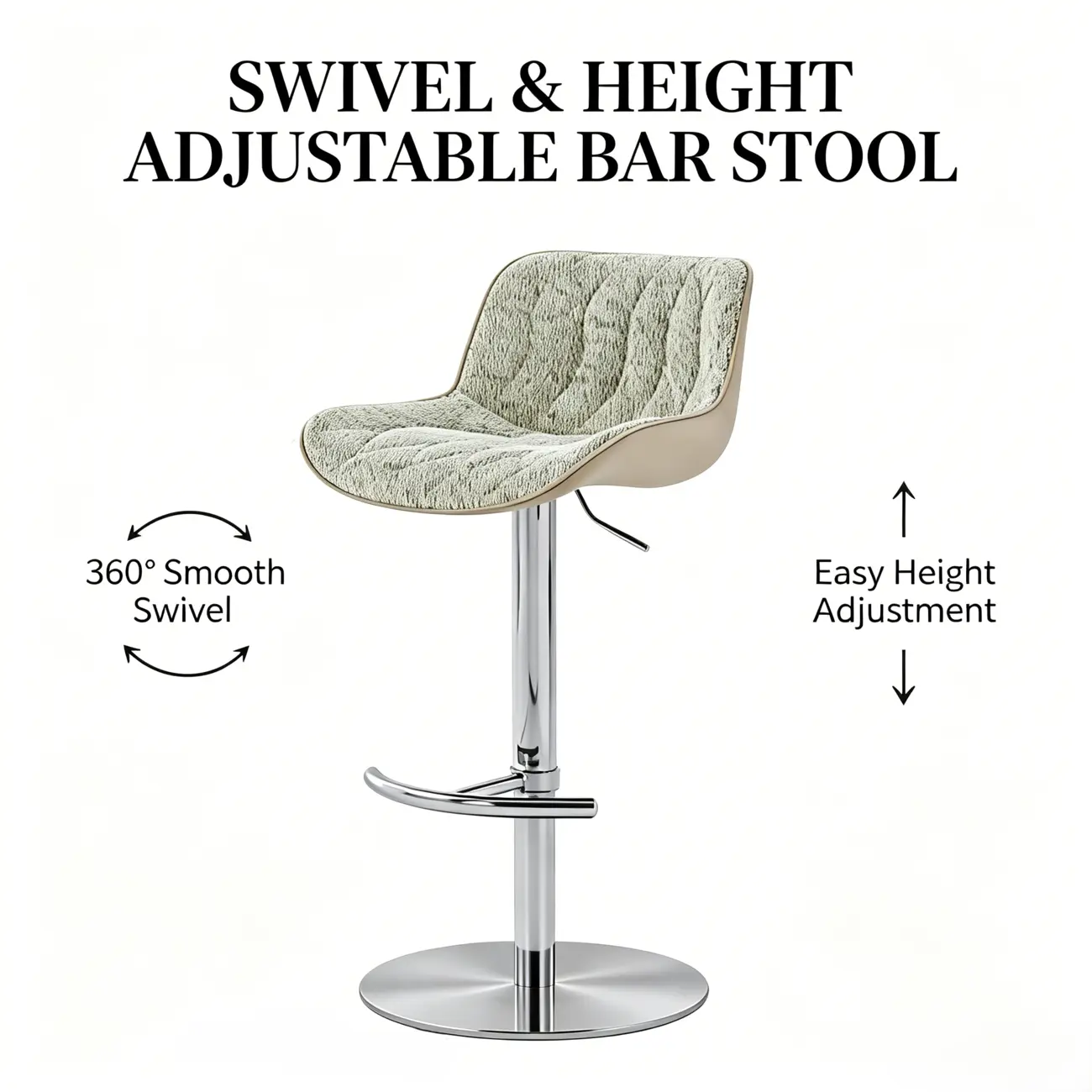 Modern Upholstered Adjustable Swivel Counter Height Bar Stools with Backrest Image - 5 | homeyfad