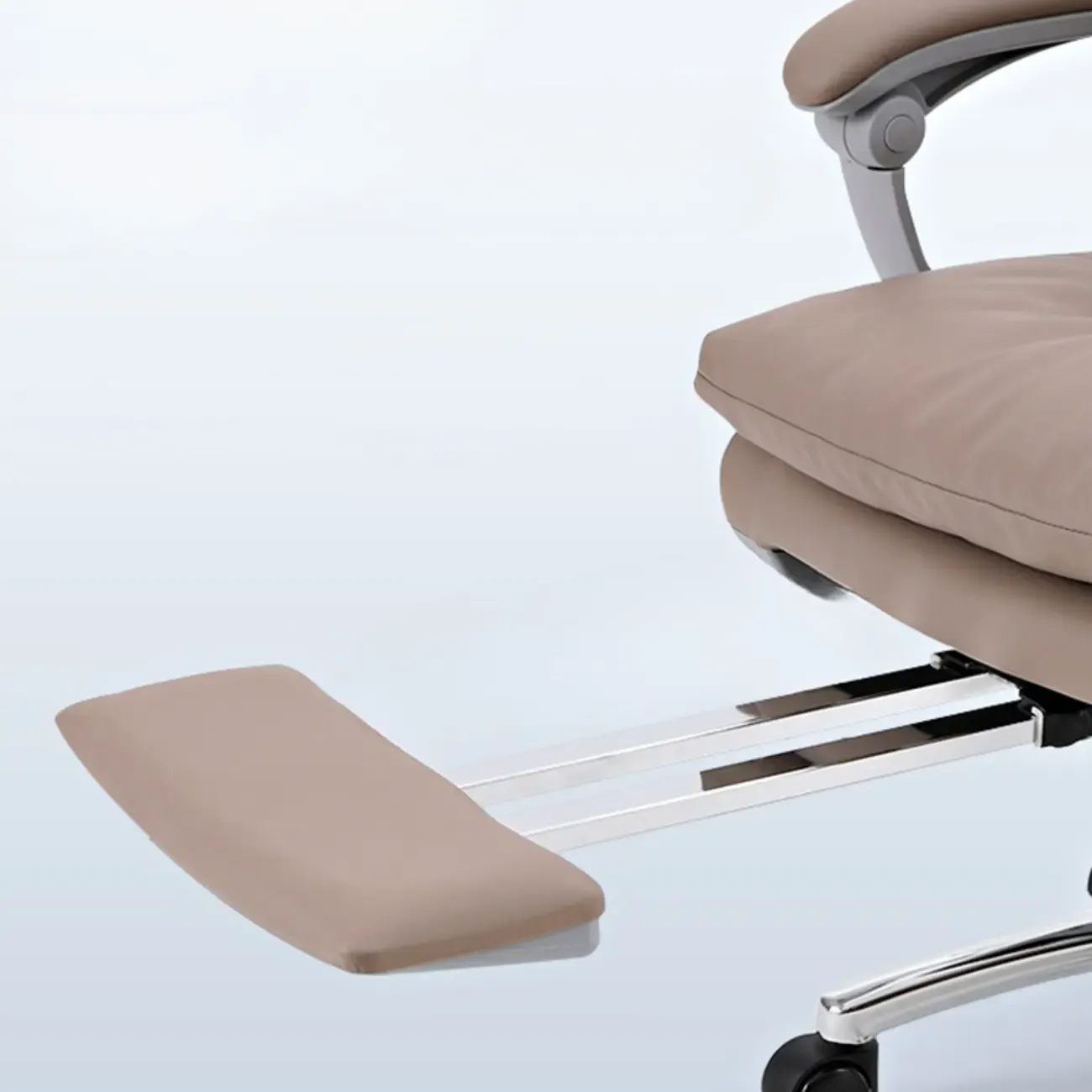 Upholstered Brown Leather Adjustable Swivel Office Chair Image - 8