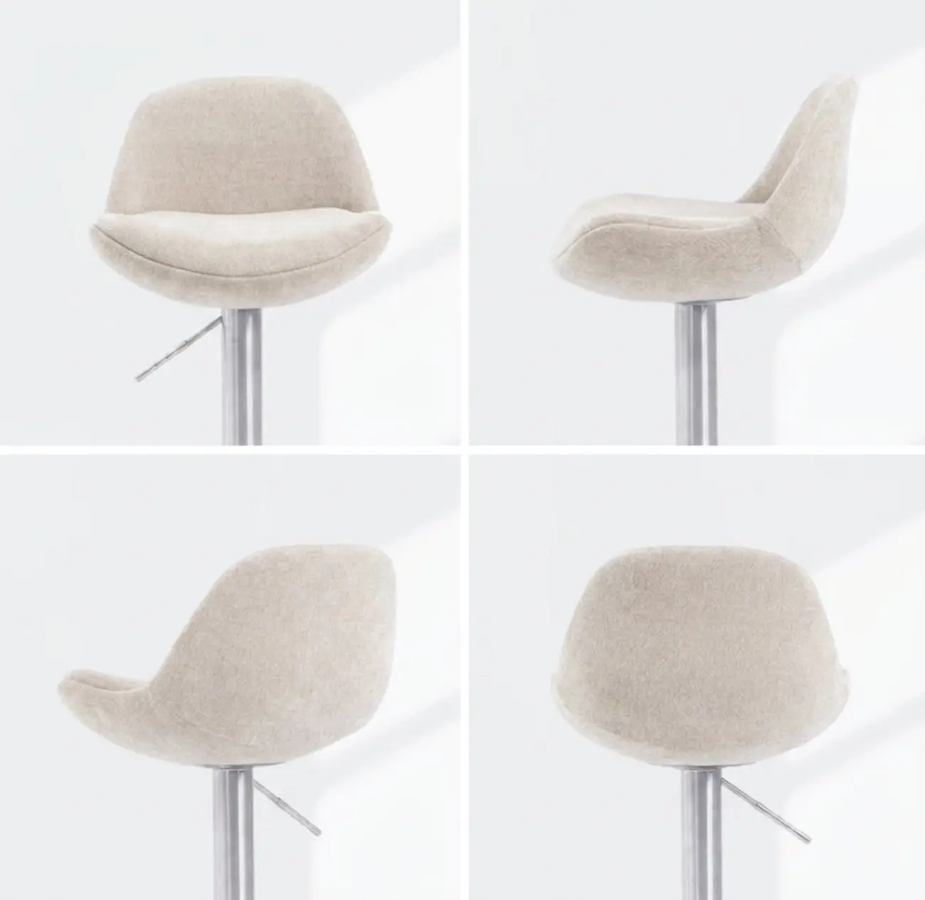 Italian Minimalist Upholstered Swivel Adjustable Bar Stool with Low Back Image - 7 | homeyfad