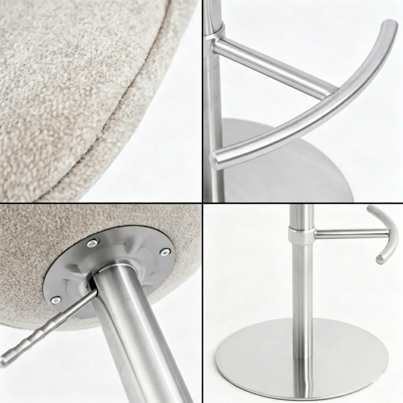 Italian Minimalist Upholstered Swivel Adjustable Bar Stool with Low Back Image - 10 | homeyfad