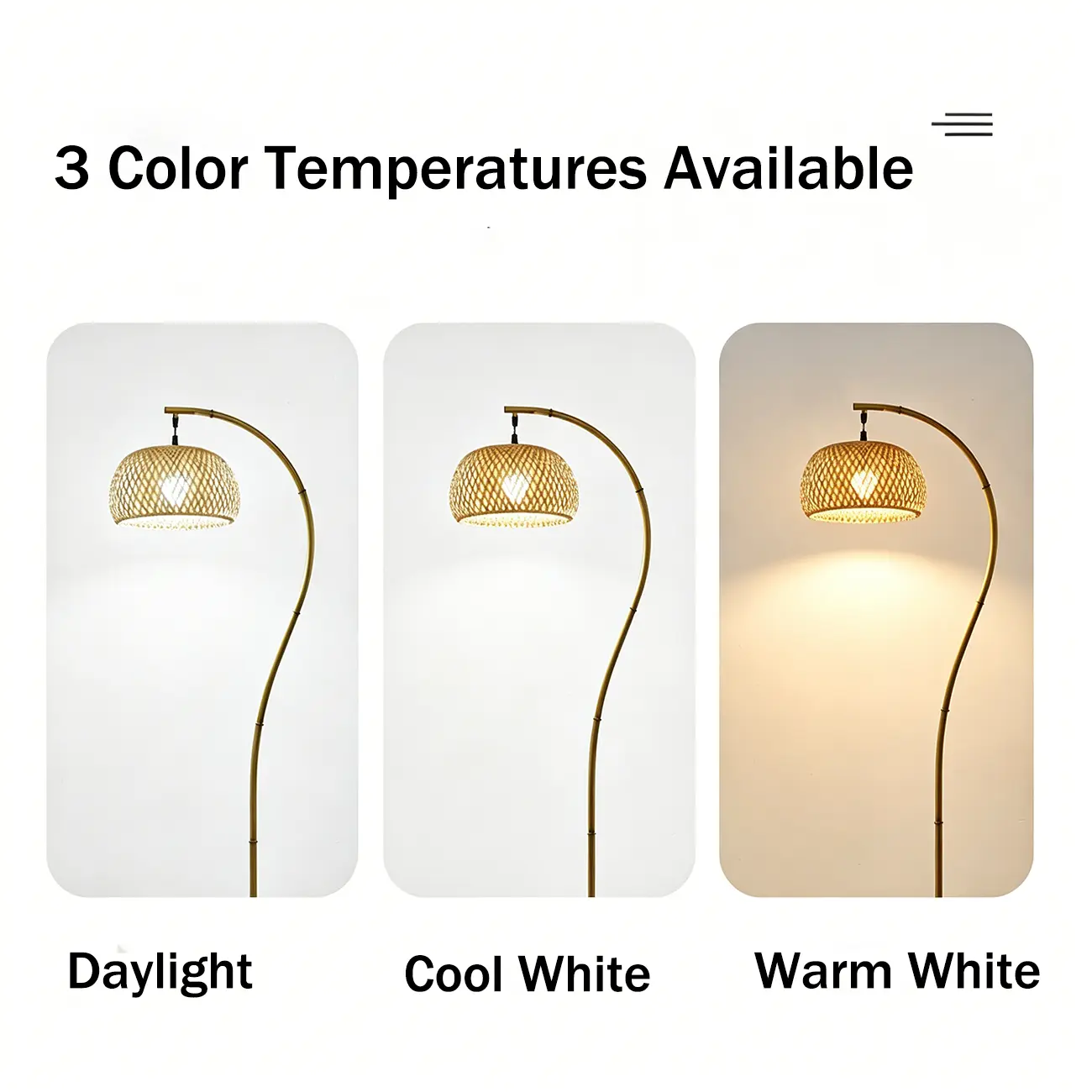 Japandi Modern 62"H Hand-woven Bamboo Shade Arched Floor Lamp Image - 6 | homeyfad