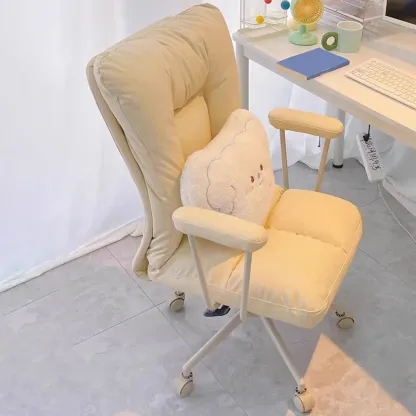 Apricot Fabric Adjustable Swivel Office Chair Image - 3