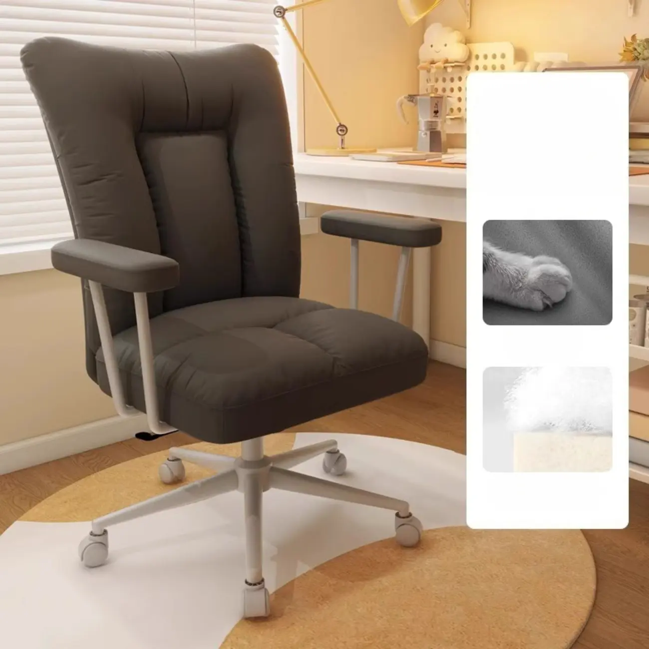 Apricot Fabric Adjustable Swivel Office Chair Image - 10 | homeyfad