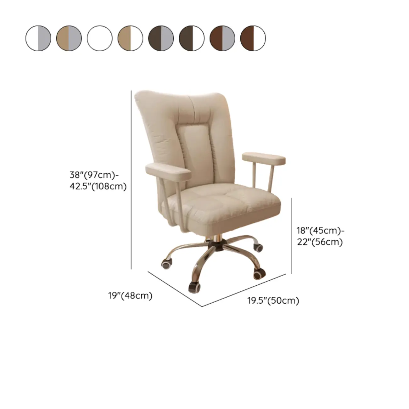 Apricot Fabric Adjustable Swivel Office Chair #size | homeyfad