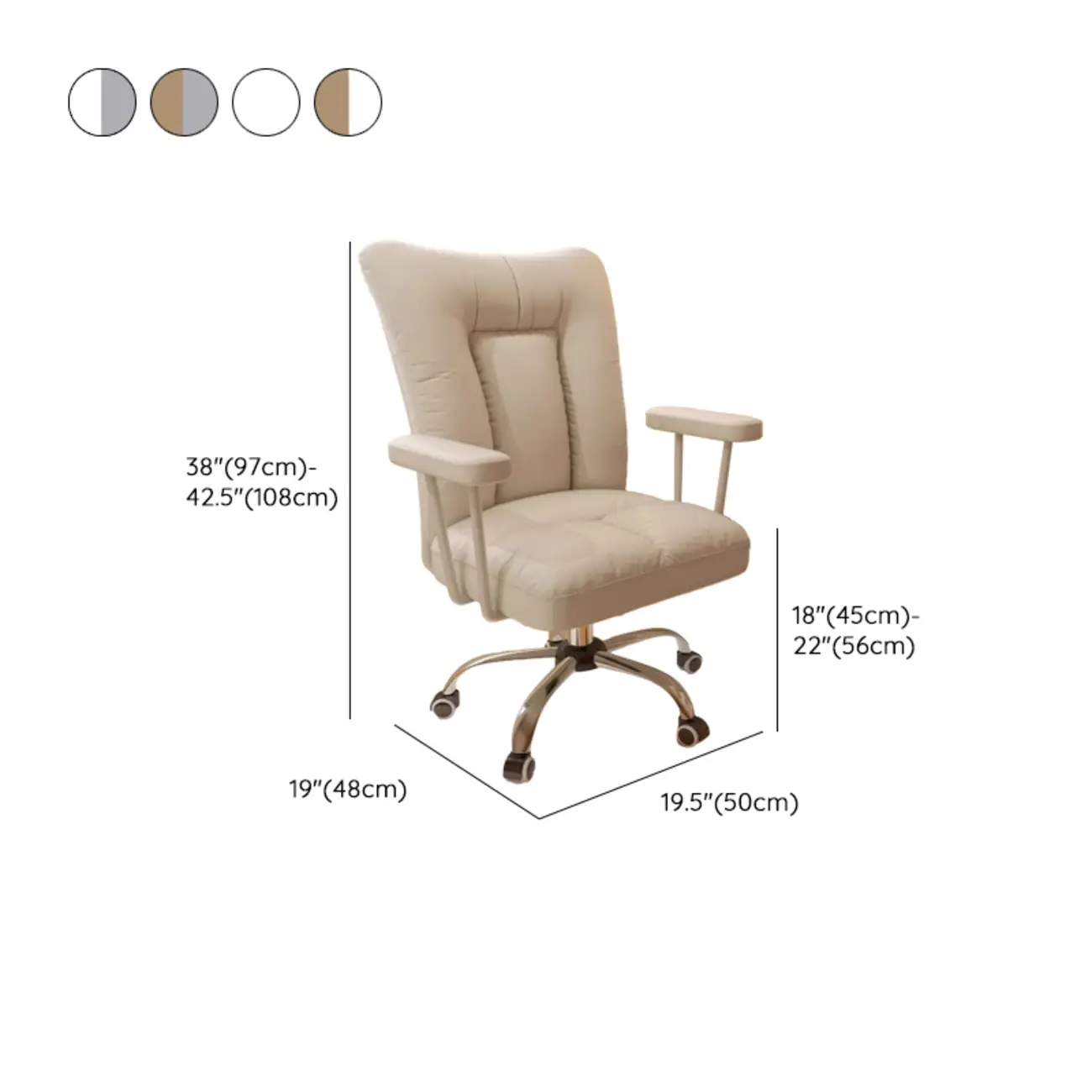 Apricot Fabric Adjustable Swivel Office Chair Image - 19 | homeyfad