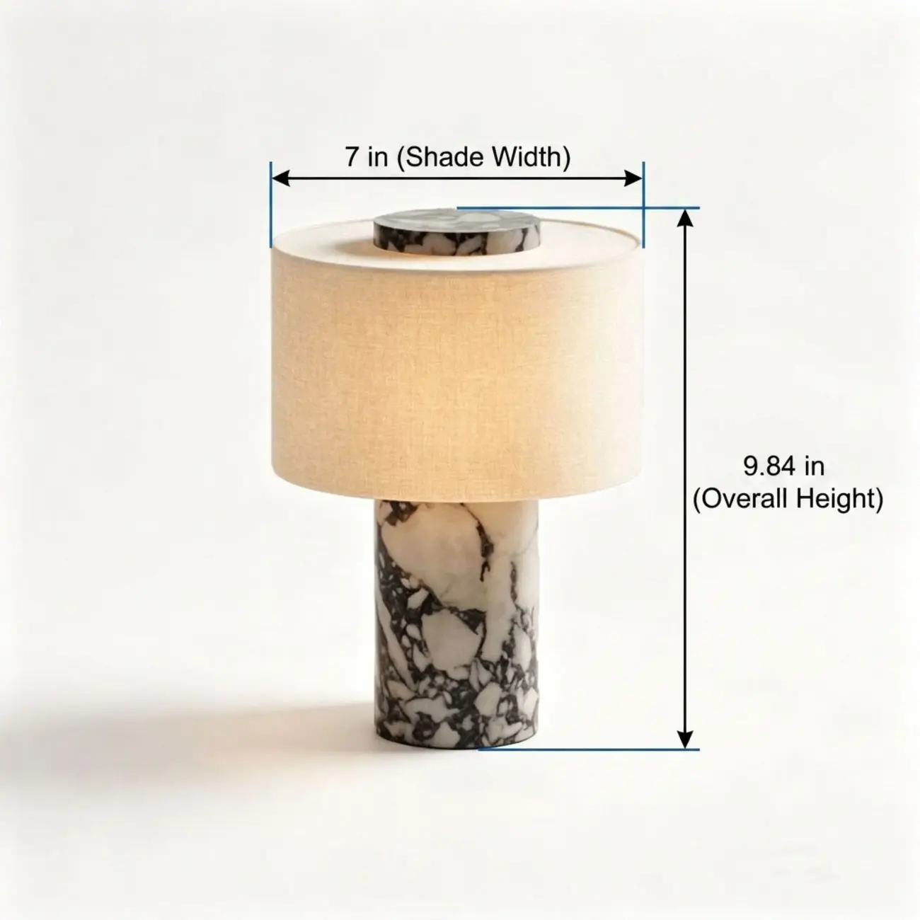 Modern Marble Cylinder Touch Control Bedside Table Lamp #size | homeyfad