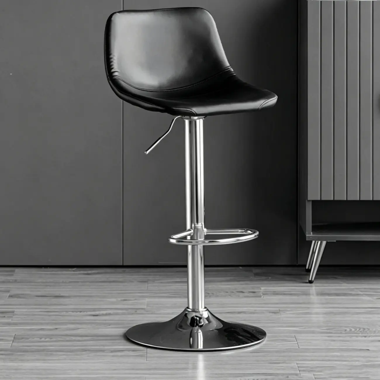 Modern Leather Swivel Bar Stool Adjustable Height Image - 9 | homeyfad
