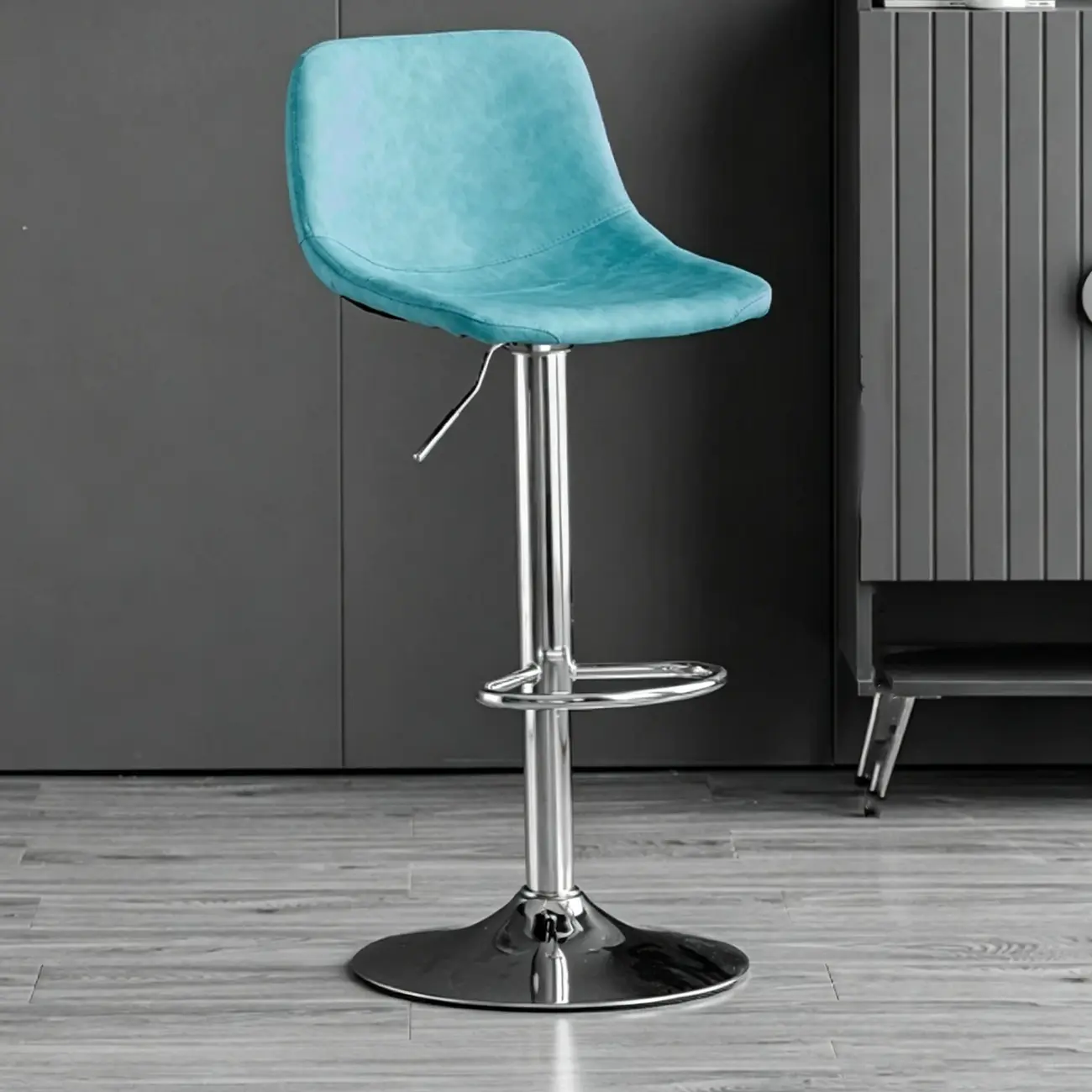 Modern Leather Swivel Bar Stool Adjustable Height Image - 11 | homeyfad