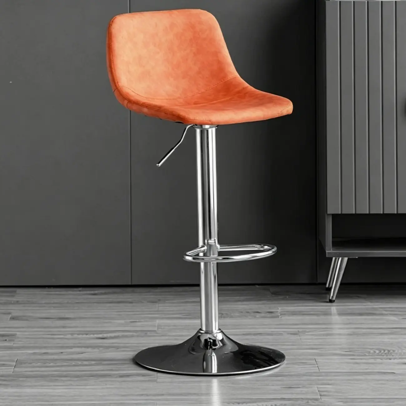 Modern Leather Swivel Bar Stool Adjustable Height Image - 13 | homeyfad