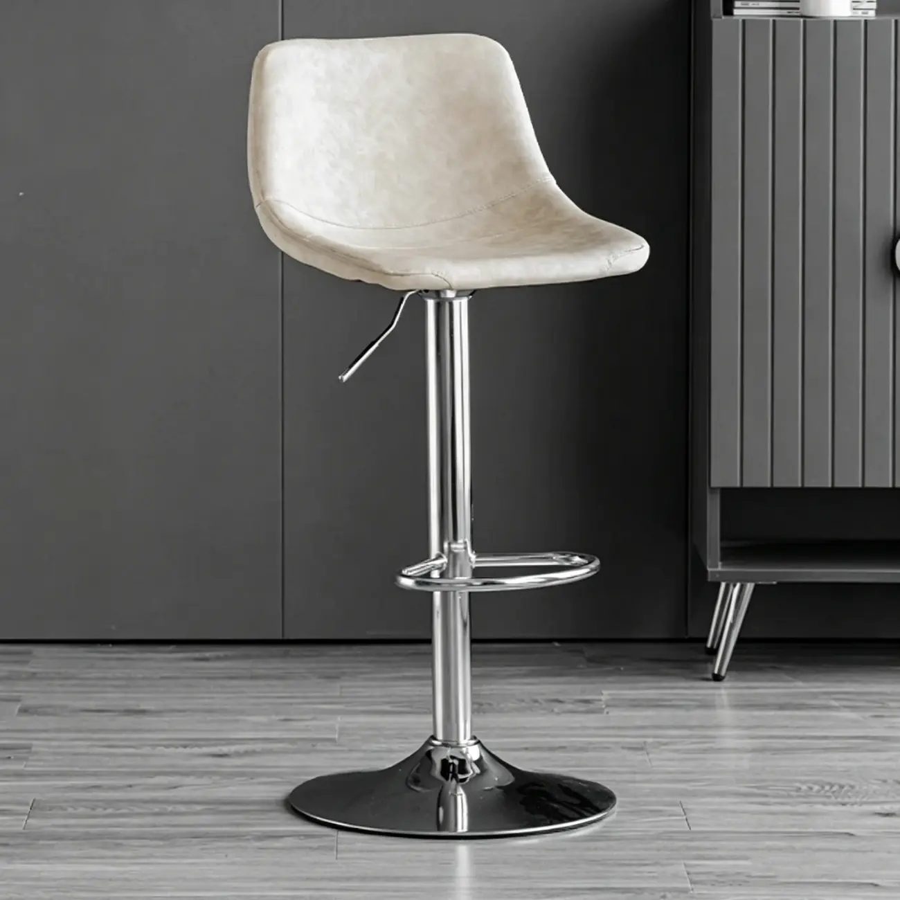 Modern Leather Swivel Bar Stool Adjustable Height Image - 15 | homeyfad