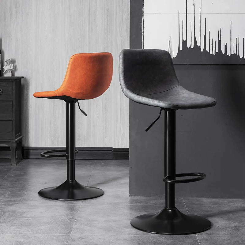 Modern Leather Swivel Bar Stool Adjustable Height Image - 8 | homeyfad