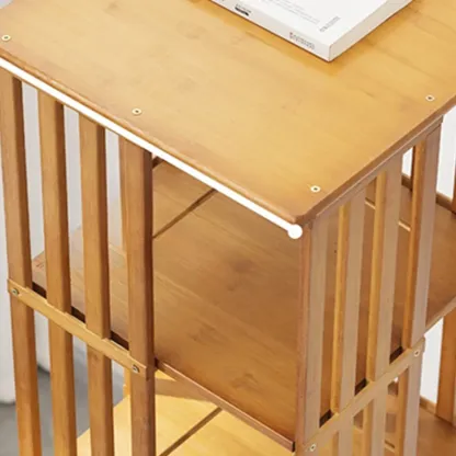 Brown Square Wooden Narrow Storage Corner Bookcase Image - 8