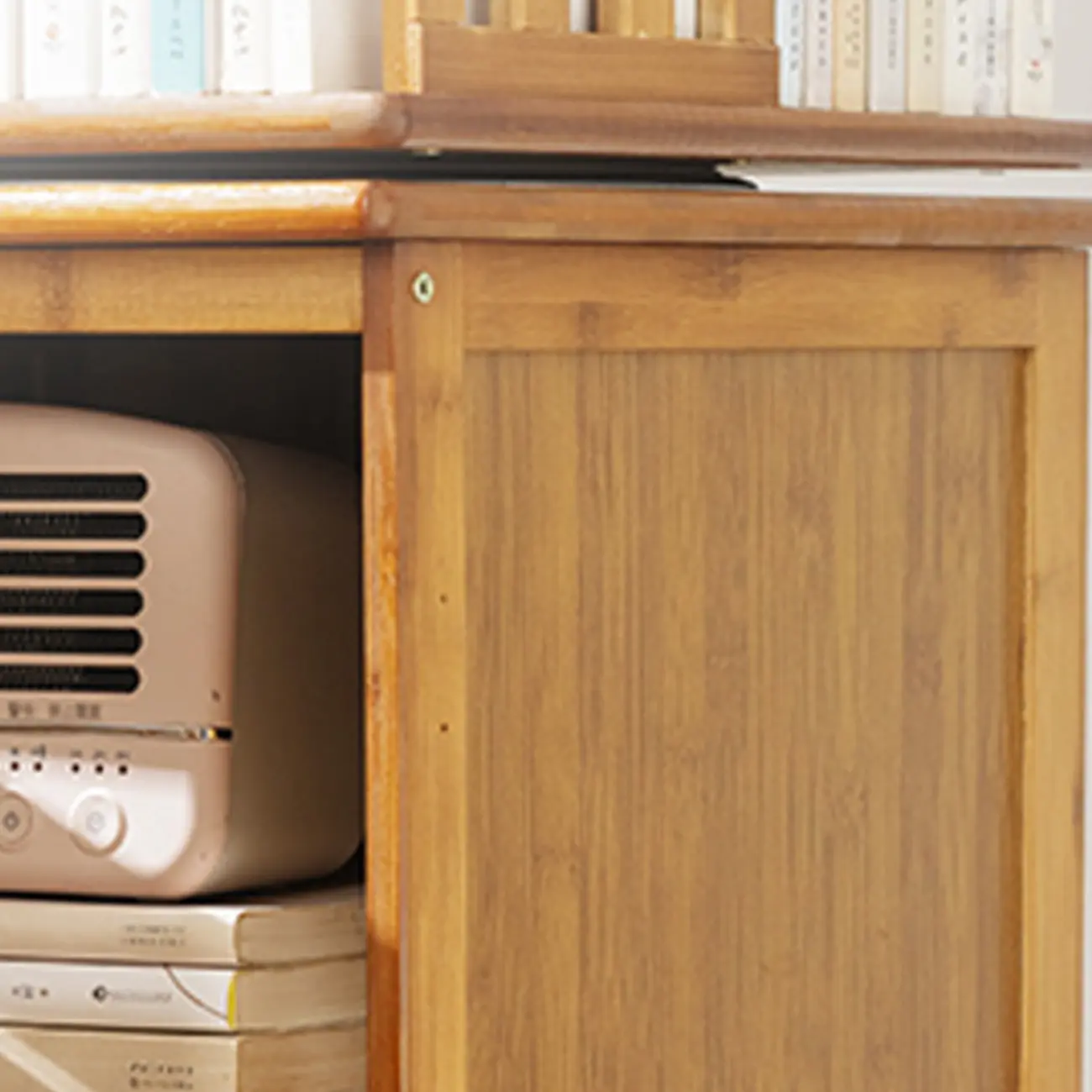 Brown Square Wooden Narrow Storage Corner Bookcase Image - 10 | homeyfad