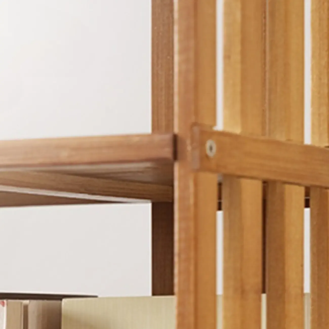 Brown Square Wooden Narrow Storage Corner Bookcase Image - 11