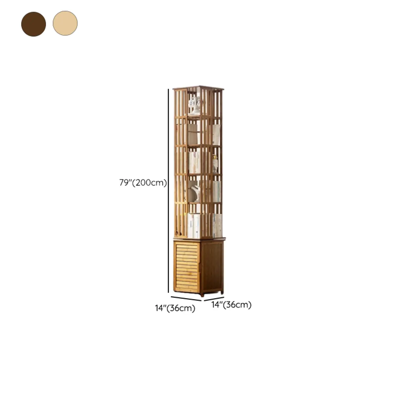 Brown Square Wooden Narrow Storage Corner Bookcase #size | homeyfad