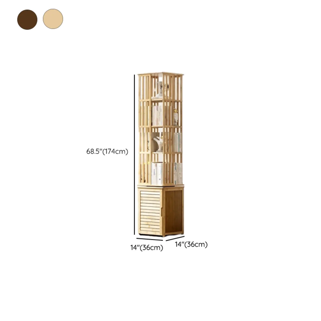 Brown Square Wooden Narrow Storage Corner Bookcase Image - 13 | homeyfad