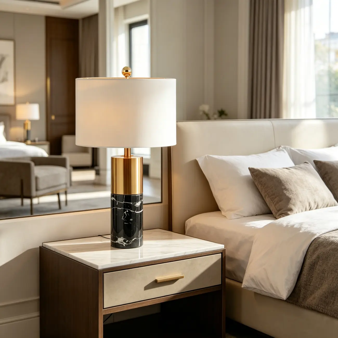 Modern Luxury Dimmable Marble Table Lamp for Nightstands Image - 1 | homeyfad