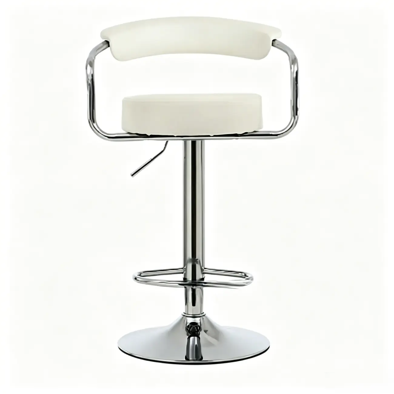 Modern Chrome Leather Ergonomic Adjustable Bar Stool Image - 17 | homeyfad