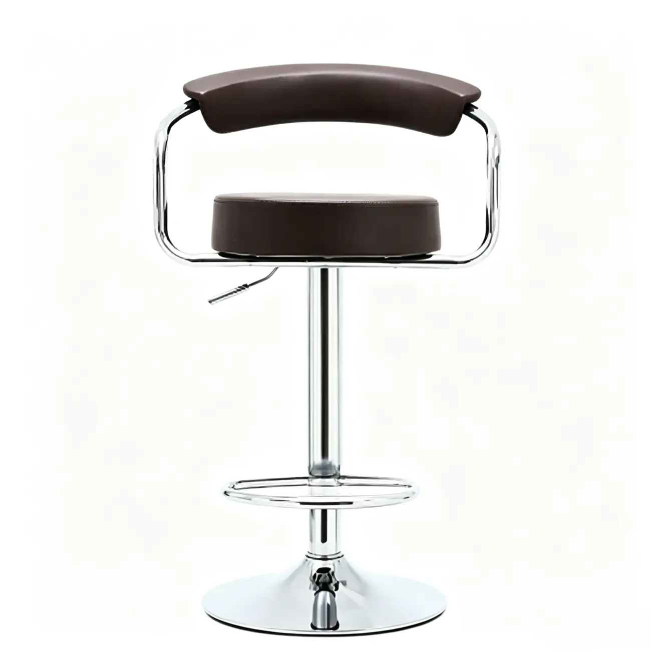 Modern Chrome Leather Ergonomic Adjustable Bar Stool Image - 18 | homeyfad