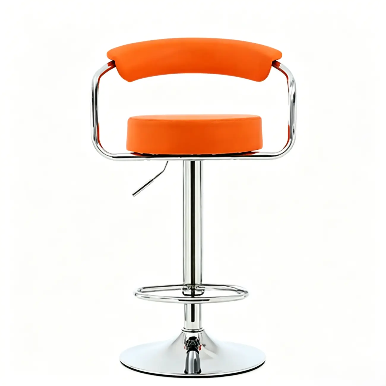 Modern Chrome Leather Ergonomic Adjustable Bar Stool Image - 20 | homeyfad