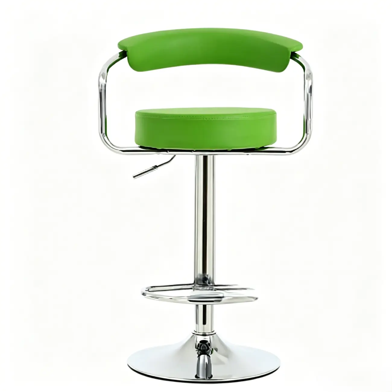 Modern Chrome Leather Ergonomic Adjustable Bar Stool Image - 19 | homeyfad