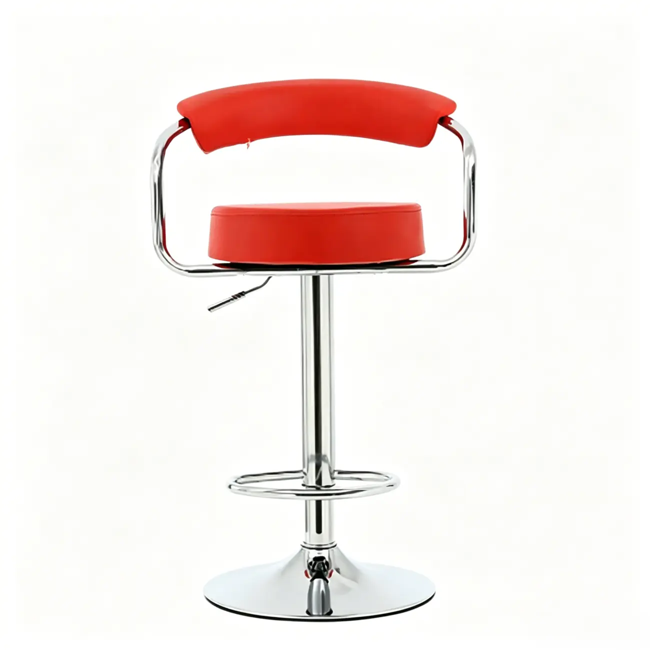 Modern Chrome Leather Ergonomic Adjustable Bar Stool Image - 21 | homeyfad