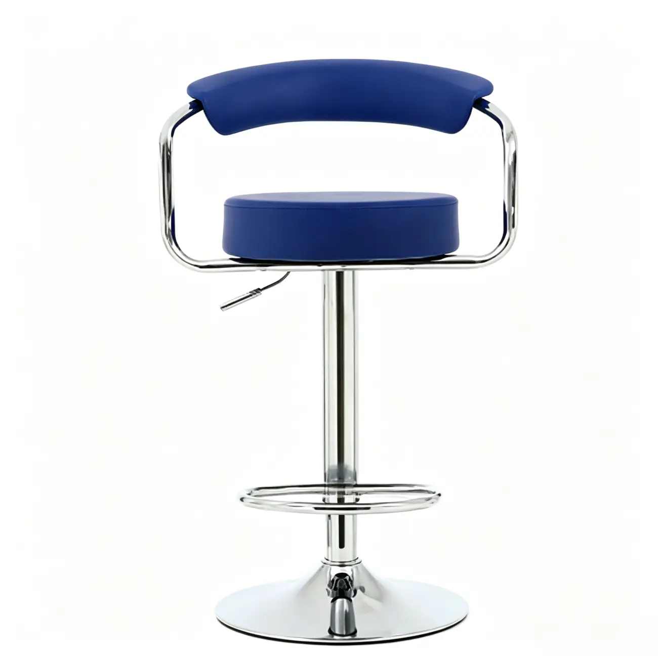 Modern Chrome Leather Ergonomic Adjustable Bar Stool Image - 22 | homeyfad