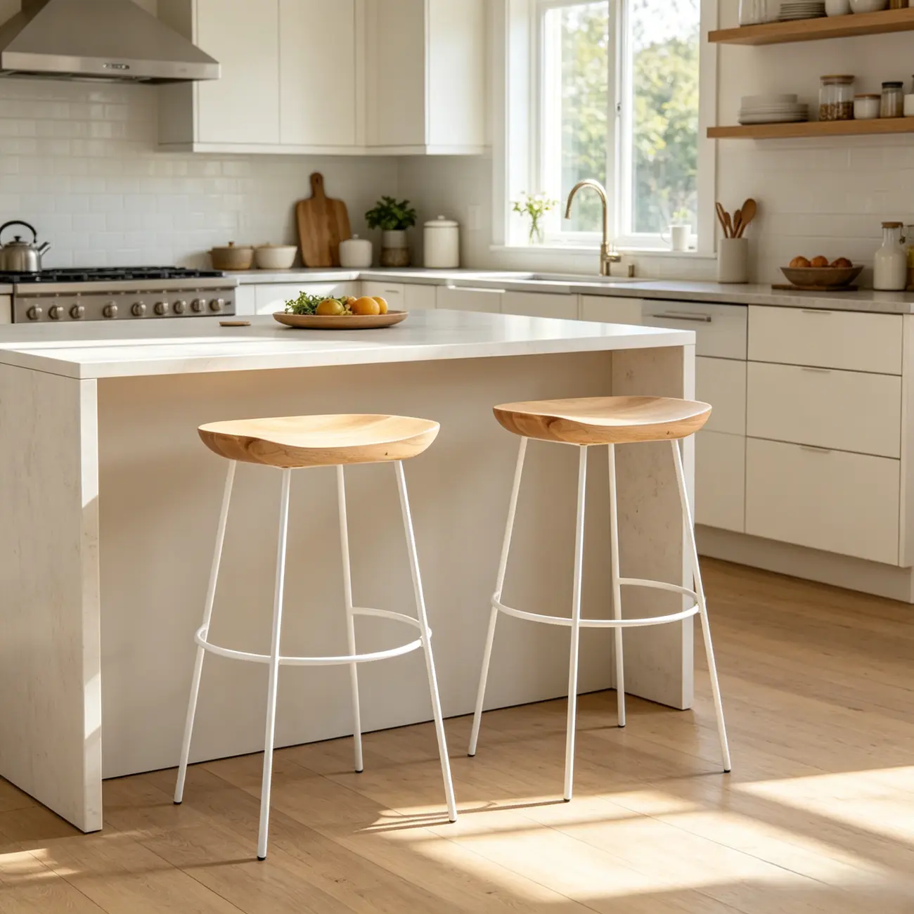 Modern Solid Wood Counter Height Bar Stools Image - 3 | homeyfad