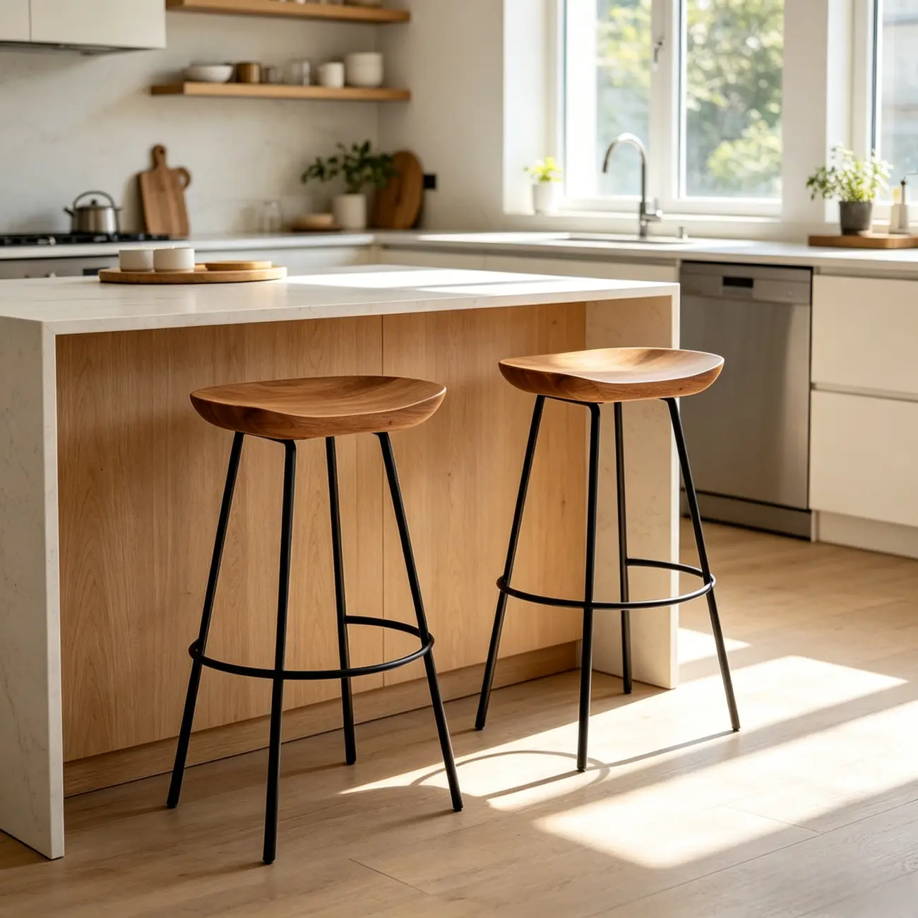 Modern Solid Wood Counter Height Bar Stools Image - 1 | homeyfad