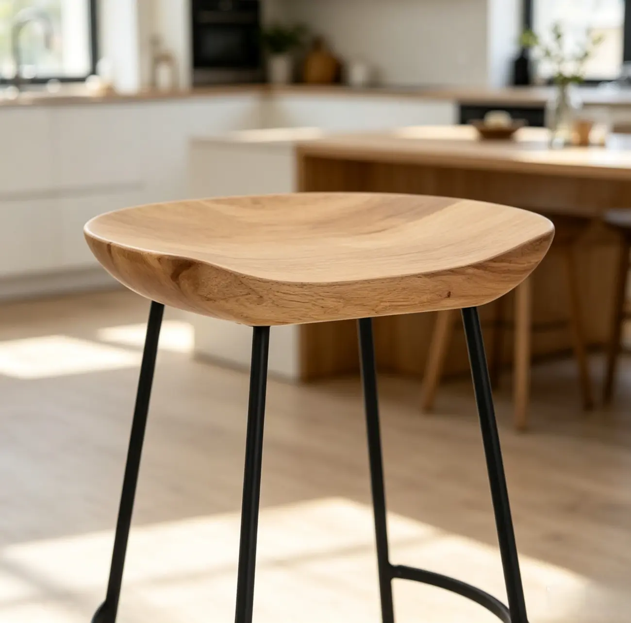 Modern Solid Wood Counter Height Bar Stools Image - 6 | homeyfad