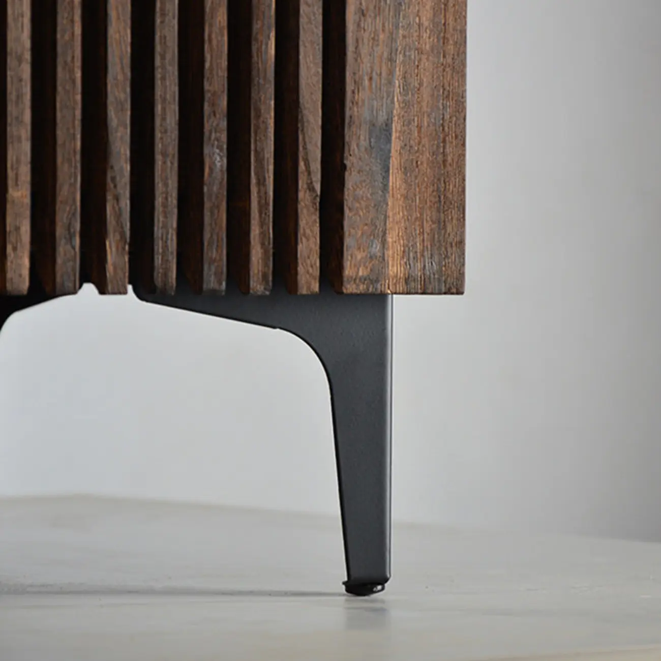 Mid-Century Modern Slatted Solid Wood Shoe Cabinet Image - 10 | homeyfad