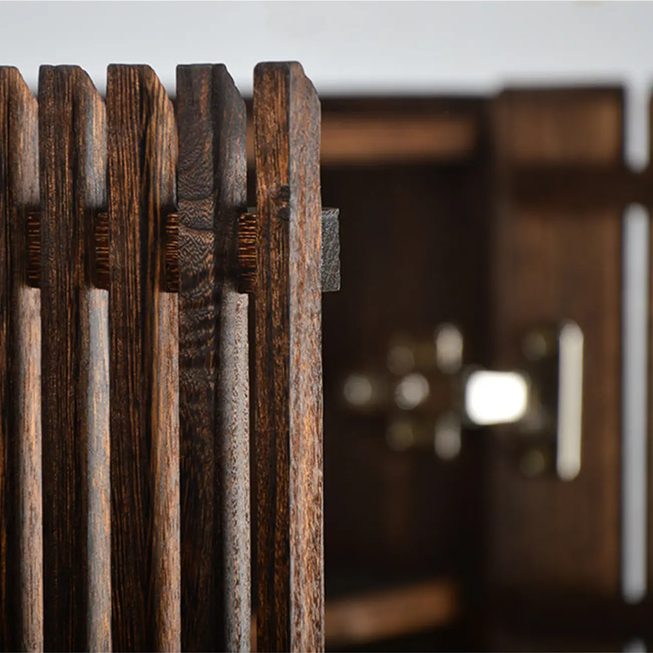 Mid-Century Modern Slatted Solid Wood Shoe Cabinet Image - 11 | homeyfad