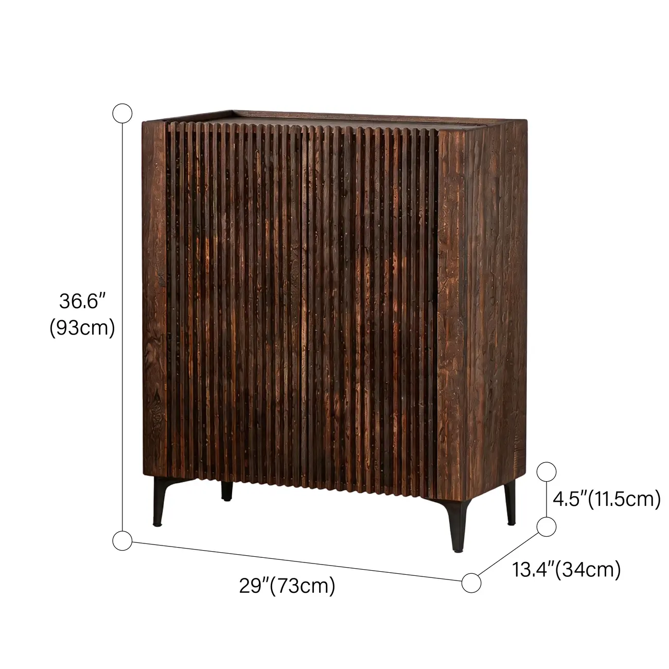 Mid-Century Modern Slatted Solid Wood Shoe Cabinet #size | homeyfad