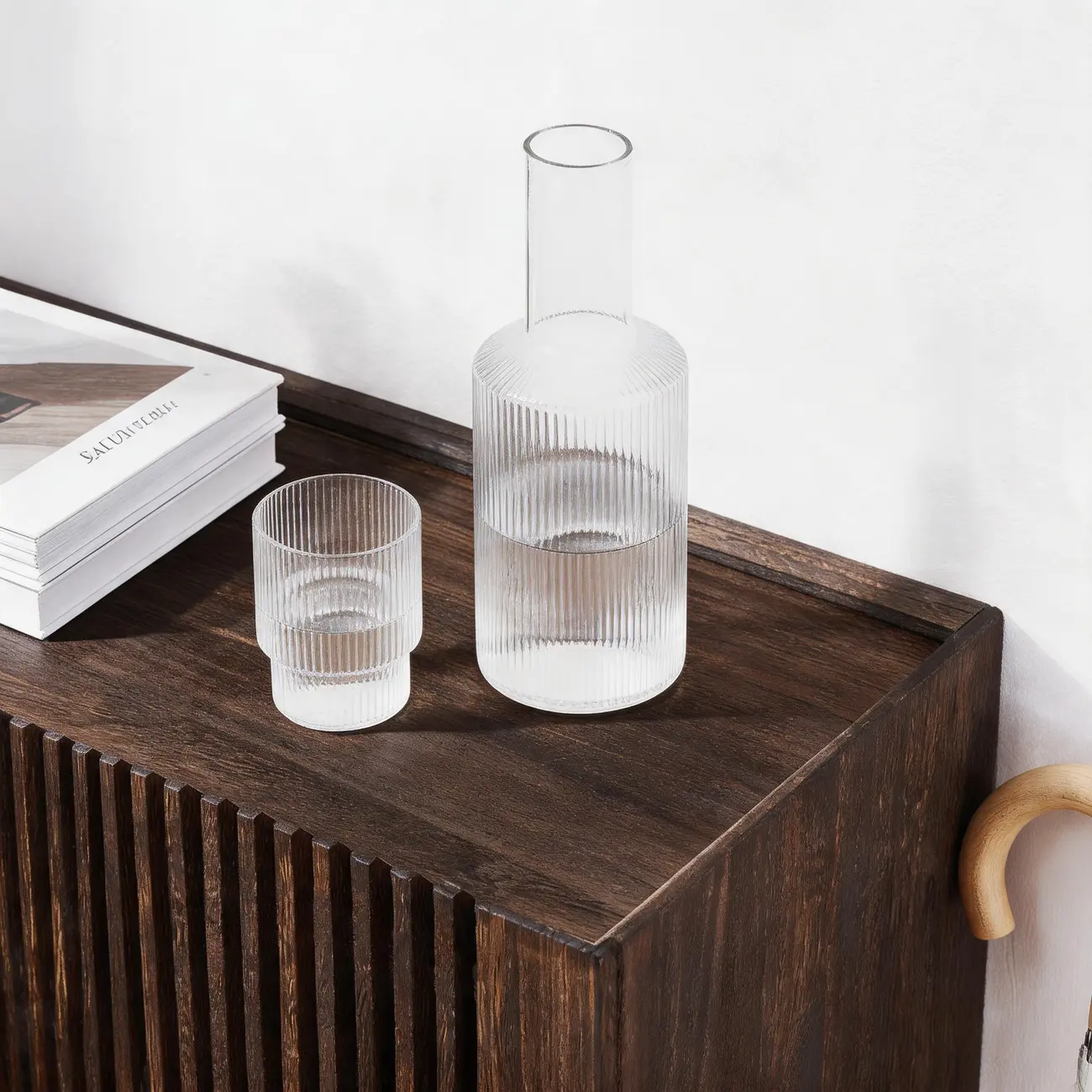 Mid-Century Modern Slatted Solid Wood Shoe Cabinet Image - 8 | homeyfad