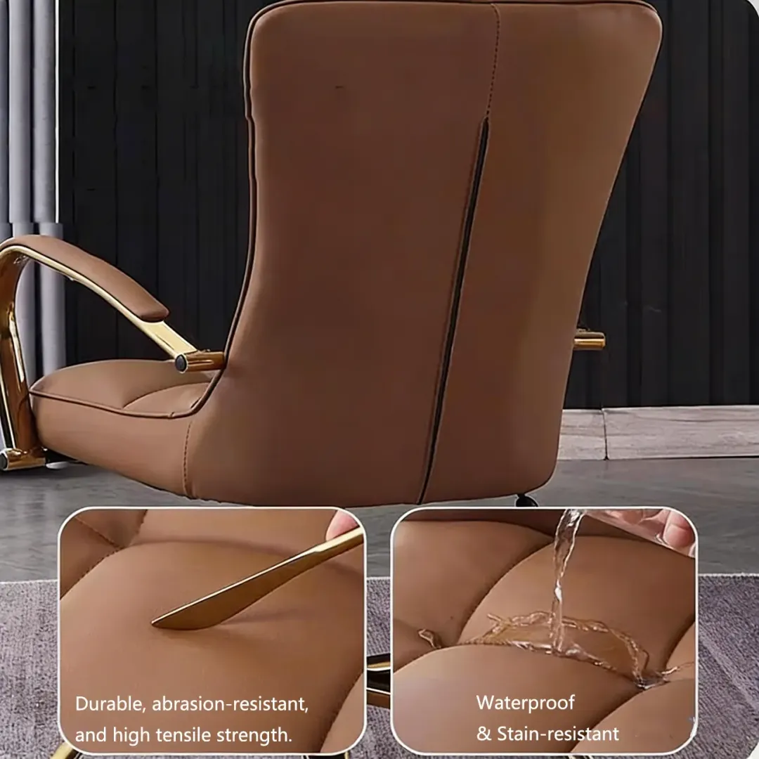 Glam Leather Adjustable Bar Stools with High Back Image - 7 | homeyfad