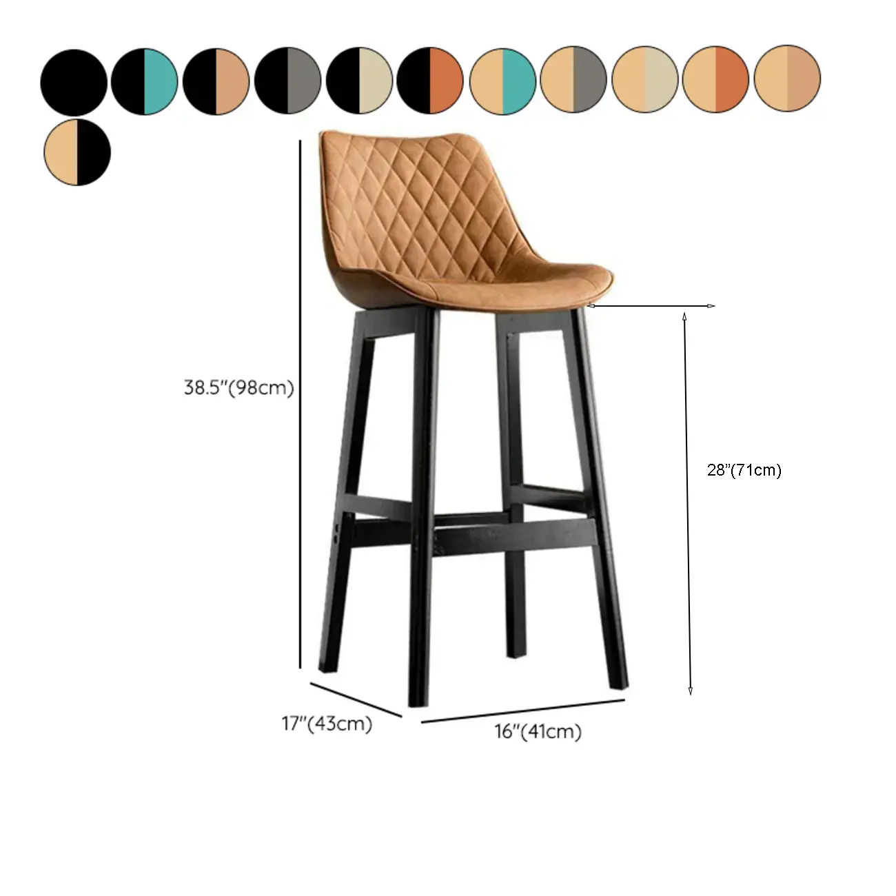 Modern Wood Tufted Upholstered Leather Bar Stools #size | homeyfad