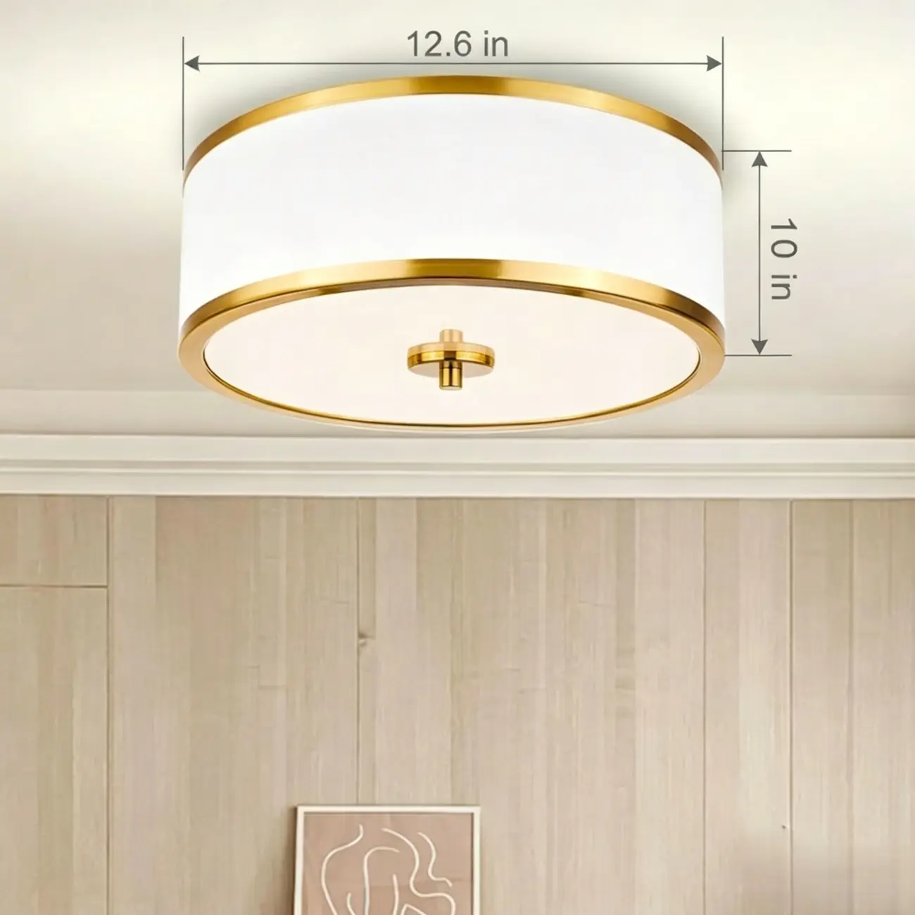 Modern Round Fabric Shade Flush Mount Ceiling Light #size | homeyfad