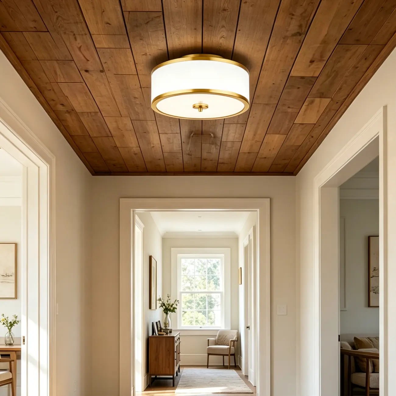 Modern Round Fabric Shade Flush Mount Ceiling Light Image - 4 | homeyfad